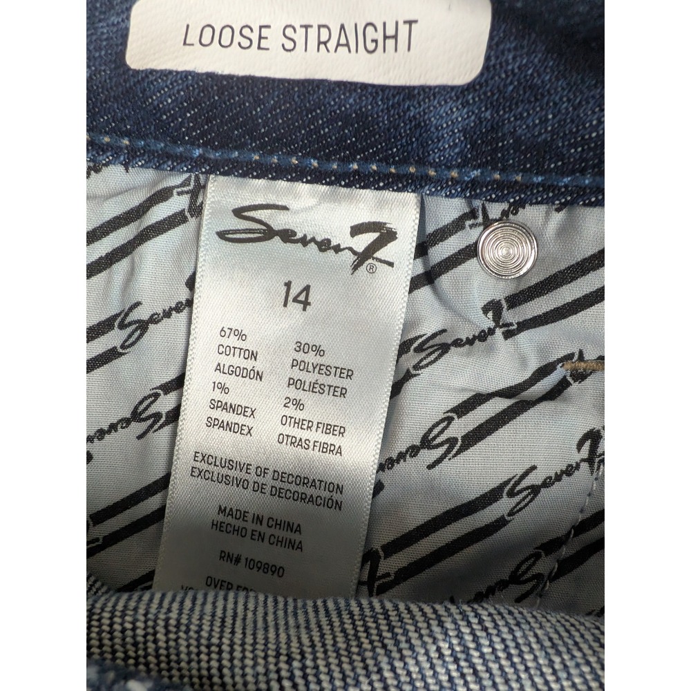 Seven7 Women's Blue Wash Loose Fit Cropped Jeans Size 14 - Picture 11 of 13